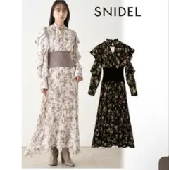snidelウエストリブプリントワンピース インナー付き