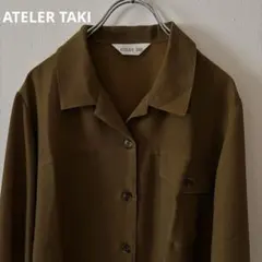 ATELER TAKI オークル色 (黄土色)ボタン付き長袖シャツ ゆったり