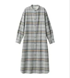 無印良品 両面起毛フランネルスタンドカラーシャツワンピース M