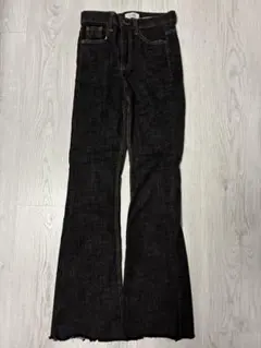 ★ ダークデニム ブーツカットパンツ フリンジ裾