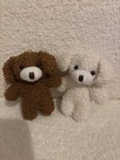 ボア素材の犬のぬいぐるみ2匹セット