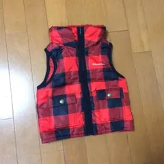 mou jonjon★ブロックチェックダウンベスト 90 ダウン アメカジ