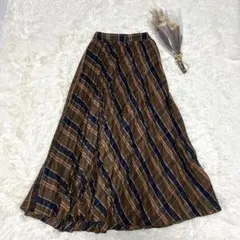 【アメリカンホリック】ロングスカート/プリーツ/ブラウン/チェック/総柄/レトロ