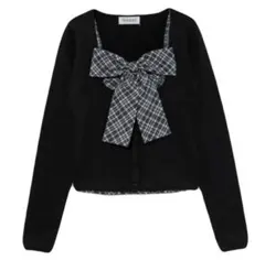 BUBBLES バブルス リボンチェックアンサンブル ブラック