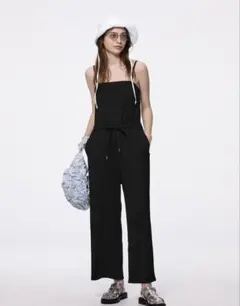 GU リブサロペットパンツ Lサイズ ブラック