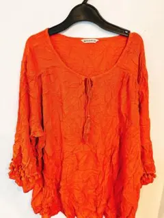 encuentro 【46】クレープチュニック 長袖 オレンジ