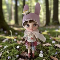 花うさぎ＊くまちゃん帽子とお洋服セット ミディブライス - メルカリ