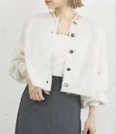 tiptop【wool】シャギーショート丈カーディガン