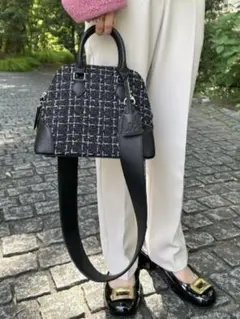 MilaOwen ミラ・オーウェン ワイドショルダーツィードボストンバッグ