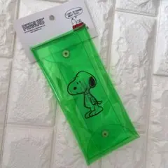 スヌーピー PEANUTS クリアマルチケース　蛍光緑　ネオンカラー