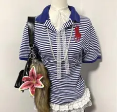 polo ラルフローレン ポロシャツ ビックポニー　y2k グランジ　ボーダーのサムネイル