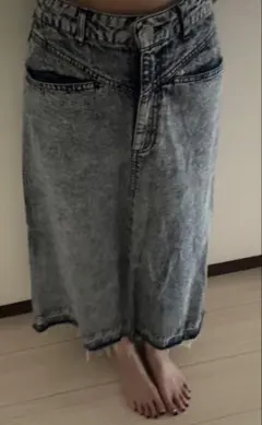 デニムロングスカート　ダメージジーンズスリットスカート