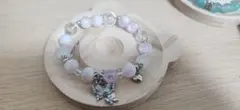 ピンク系ビーズ ハートチャーム ブレスレット