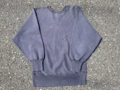 リバースウィーブ　チャンピオン　刺繍タグ　90s 目無し　ネイビー　鬼フェード