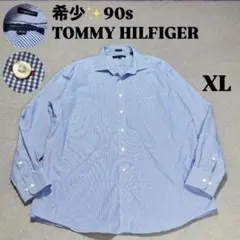 希少✨90s トミーヒルフィガー ギンガムチェックシャツ XL ブルー