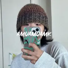 ビーニー　ニット帽　クラッシャーハット　クロシェハット　Y2K かぎ編み