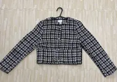 H&M ツイード クロップドジャケット ブラック・ホワイト XS