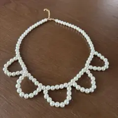 ホワイトパール ネックレス　つけ襟風