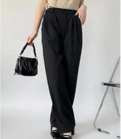 【26年春夏新作】ハイウエスト タック入り ワイドスラックス　オフィスカジュアル