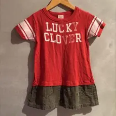 デニムダンガリー 重ね着風　Tシャツ チュニック　120cmのサムネイル