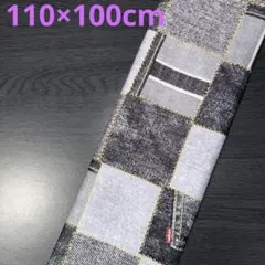【1点限定】❷デニム調パッチワーク風生地　オックス　《110×100cm》