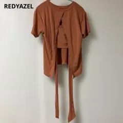 REDYAZEL バックリボンスリット半袖カットソー オレンジのサムネイル