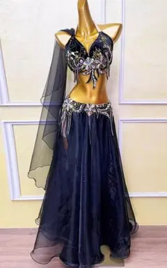 ベリーダンス衣装 ブラスカートセットアップ 黒 オーダーメイド