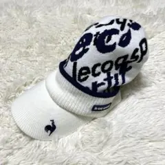 ルコック　ニット帽　ニットキャップ　ツバ付き　ホワイト　秋冬　ゴルフ