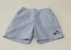 familiar青と白のストライプ 半ズボン 車の刺繍80cm