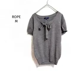 羅佩 針織上衣 灰色 短袖 蝴蝶結設計 銀色亮片 典雅