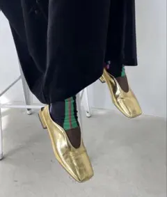 【ほぼ未使用】Se メタリックフラットシューズ sans1 SANSeLF