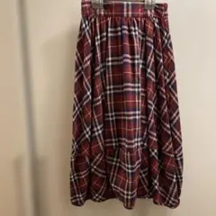 チェック柄ロングフレアスカート
