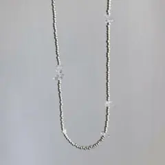 n21 ネックレス ビーズネックレス シルバー オパール 天然石 淡水パール