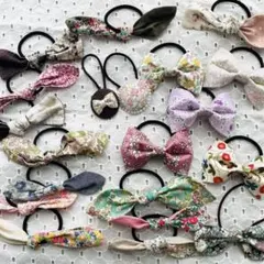 リバティ花柄リボンヘアゴムセット　20個まとめ売り