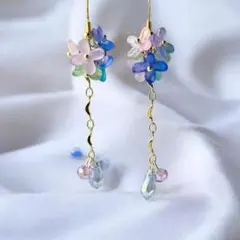 41.揺れるお花ピアス・キラキラドロップ・ハンドメイド