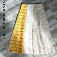 GALLARDAGALANTE■異素材切替 フリンジ リネンフレアスカート