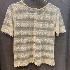 ★ZARA BASIC 刺繍ブラウス アイボリー 透け★