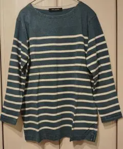 NANO UNIVERSE 七分袖カットソー 青白ストライプ