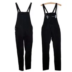 美シルエット ストレッチ サロペット オーバーオール ブラック Mサイズ