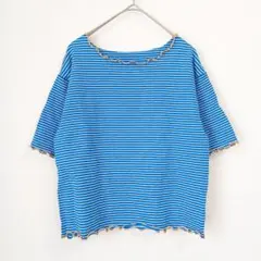 ​w closet ボーダー カットソー メロー フリル ブルー Fのサムネイル