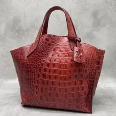 良品✨保存袋付 フルラ ミニトート ハンドバッグ オールレザー クロコ型押し