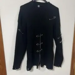 【DXMOUVE】安ピンxZIP付き裾ダメージニット/DX0069