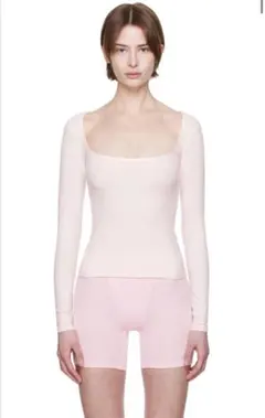 SKIMS Pink Cotton Jersey Scoop Neck T