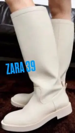 お買い得❗️ZARA ★ラバー ロングブーツ レインブーツ　エクリュ
