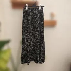 水玉模様 フレアロングスカート