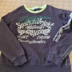 ダークグレー 長袖トレーナー プリントデザイン