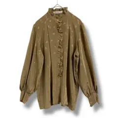 HANAEMORI 長袖シャツ フリル付き　カーキ　サイズ7 ハナエモリ　薄手