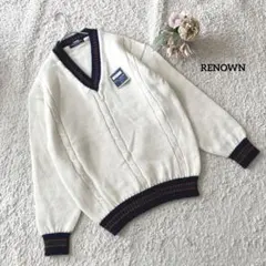 レナウン RENOWN アイボリー ケーブル編みセーター 新品 M メンズ