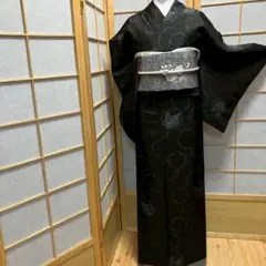 東レシルック 絽反物 波紋にとんぼ 黒地 - メルカリ