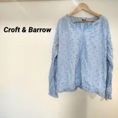 Croft & Barrow 水色ドット柄長袖シャツ Lサイズ